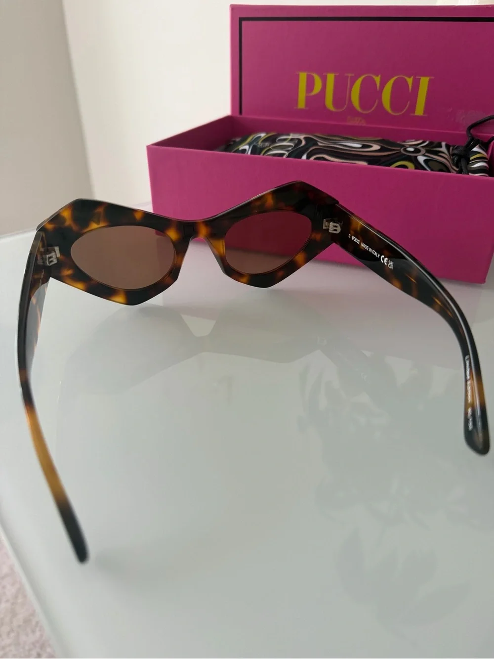 Pucci cat eye brown tortoise rhinestone sunglasses